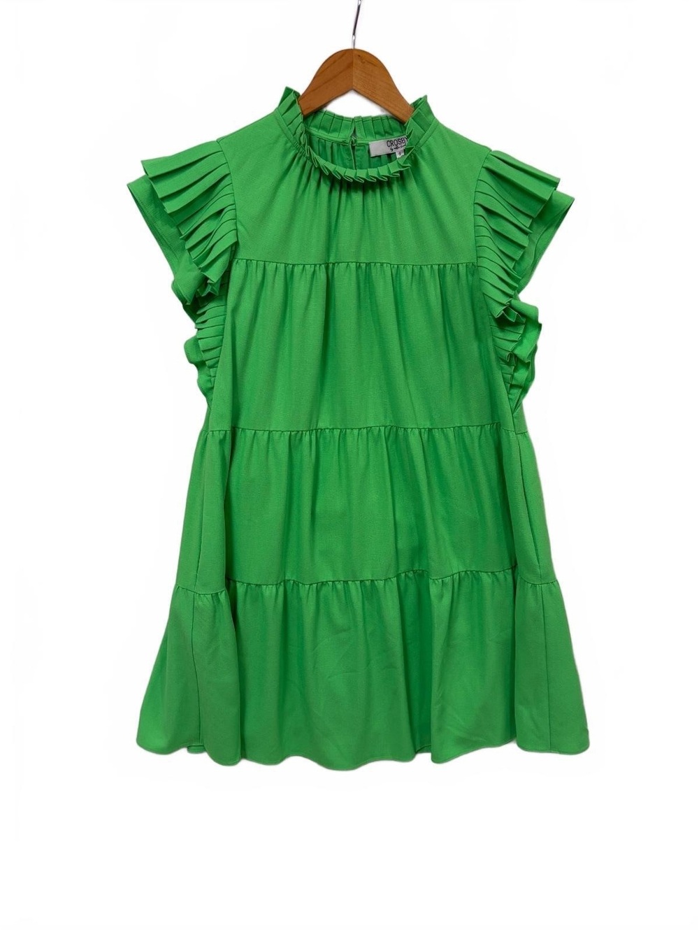 CROSBY Mollie Burch Millie Dress S Parakeet Green Ruffle Tiered NWT